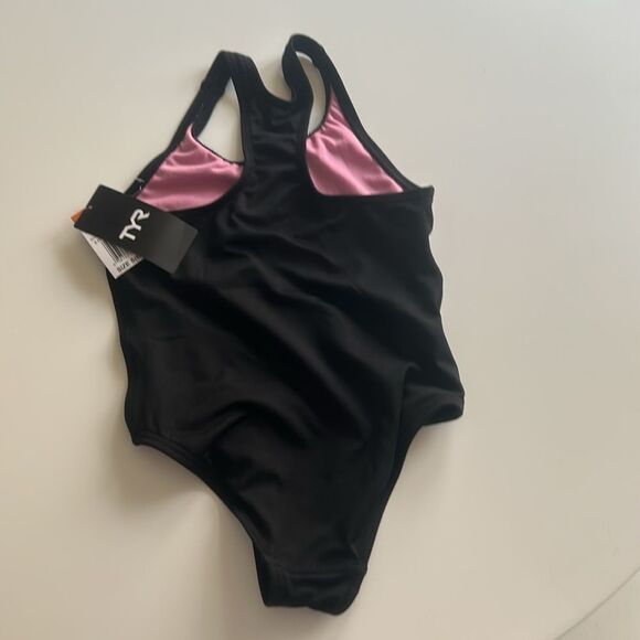 TYR Girls' Durafast Lite Ella Maxfit Swimsuit Size Small, 6/6X, Black/ Pink, NWT - Picture 3 of 6